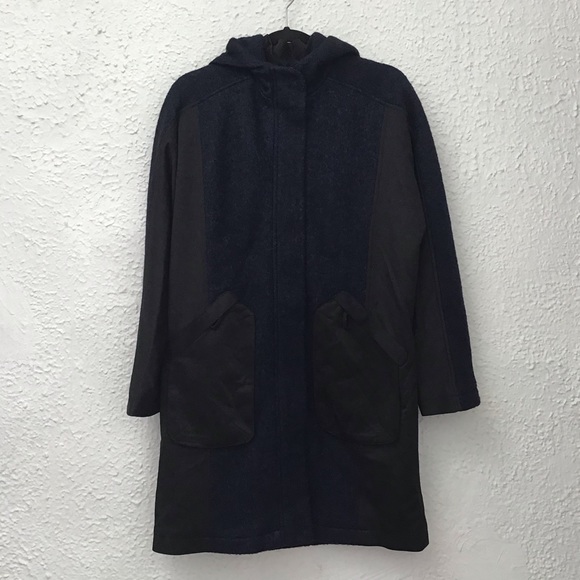 NWT QUINN Wool Brooke Stadium Coat in Navy - Picture 4 of 6